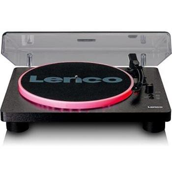 Tocadiscos Lenco LS-50 con Iluminación LED, 3 Velocidades, Codificación USB y Altavoces Integrados - Negro