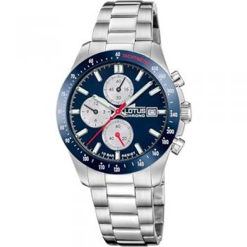 Reloj Lotus Chrono 18994/5 Azul Hombre Acero Inoxidable 316L Correa Plateada