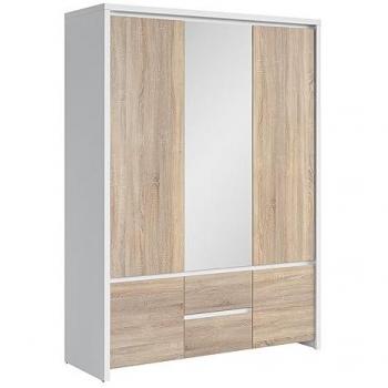 Armario 3 puertas estratificado beige y blanco Soren