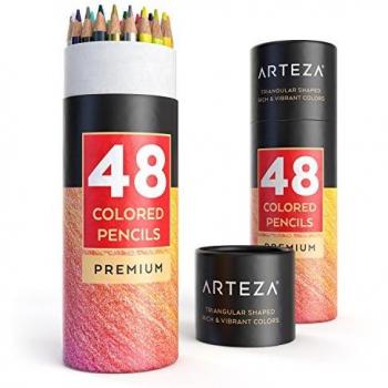 Lápices de dibujo de colores con forma triangular suave de Arteza - Pack de 48 lapiceros ergonómicos preafilados
