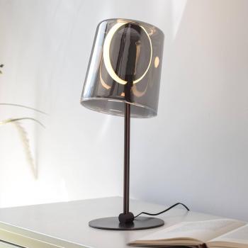 Lámpara de mesa LED Zula, gris humo, altura 42 cm