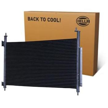 Condensador de aire acondicionado HELLA 8FC 366 220-781 - Tubos refrigerantes paralelo - Aluminio - con juntas - con secador