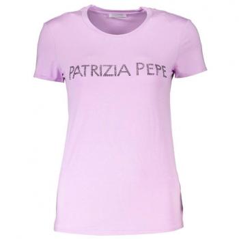 Patrizia Pepe Purple Rhinestone Crew Neck Tee - XS, T-Shirt, Female, Color: Purple, Size: XS, Short Sleeve, Crew Neck, Rhinestone Application & Logo Detail