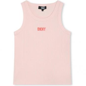 Camiseta de niña DKNY de canalé con logo bordado, sin mangas, modelo D60081