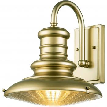 Aplique de exterior Feiss Redding Station M, color latón, Ø 30,5 cm, lámpara de pared tipo cúpula para exterior, bronce envejecido pintado IP44