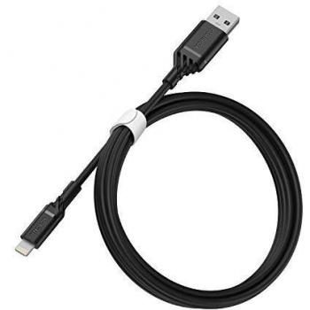Cable OtterBox Reforzado USB-A a Lightning de 1 metro, Certificado MFi, Ultra Resistente, Negro
