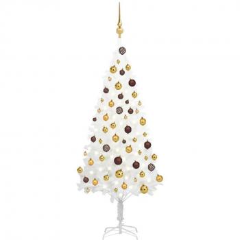 vidaXL Artificial Pre-lit Christmas Tree with Ball Set White 120 cm