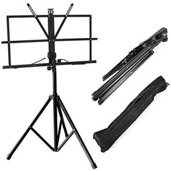 OcioDual Atril Metálico Plegable para Partituras de Música Viajes Desplazamientos Negro Soporte Ajustable Regulable Altura