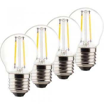 Müller-Licht – 400029 a + +, 4er Juego de Retro de bombilla LED Mini Globe sustituye a 25 W, cristal, E27, color blanco, 4.5 x 4.5 x 7.6 cm