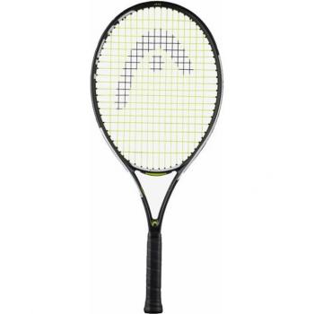 Raqueta de tenis Head IG Speed Jr. 25 Infantil Negro, ligera, diseñada para jóvenes jugadores, tamaño 25 pulgadas, construcción en grafito, patrón de encordado abierto para mayor potencia y control