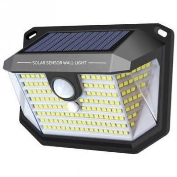 Elbat Aplique Solar LED 150lm con Sensor de Movimiento y 3 Caras de Iluminación, Luz 6500K, Panel Solar Integrado 5.5V, 0.33W, Batería