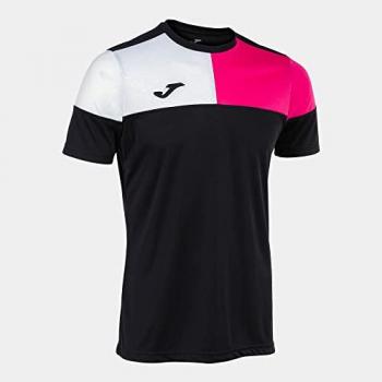 Camiseta de entrenamiento para hombre Joma modelo 103084.105, manga corta, color negro con detalles en rosa y blanco