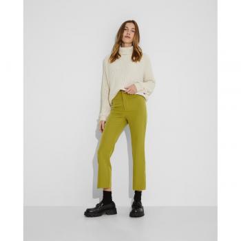 Pantalón Traje Recto con Falsos Bolsillos Frontales para Mujer