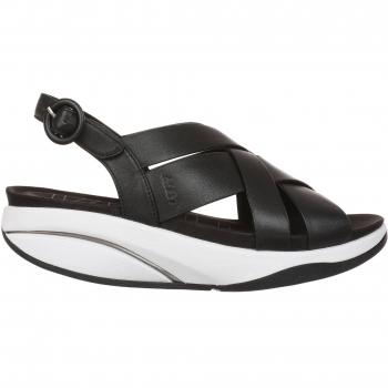 MBT Mugi Women's Black Nappa Leather Slingback Sandals with Curved Sole - Size 40