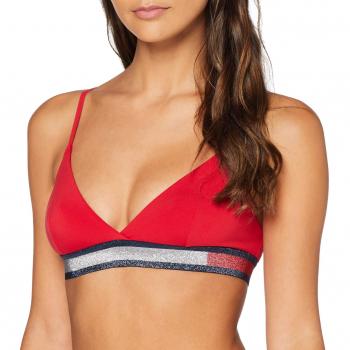 Tommy Hilfiger Triangle Bra Parte de Arriba de Bikini, Rojo