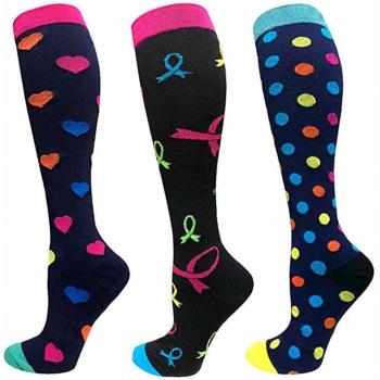Puimentiua 3 Pares Calcetines de Compresión para Mujer Deporte Rodilla Alta Sports Socks EU 39-42