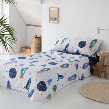 Juego de Sábanas Infantil Rocket Hipoalergénico Cama 90 - 50% Algodón y 50% Poliéster