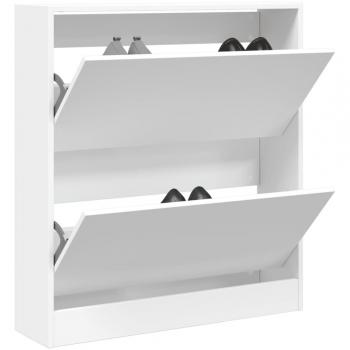 Zapatero Armario Estantería para Zapatos de Madera de Ingeniería Color Blanco, Gris Hormigón, Gris Sonoma - 80x21x87,5 cm