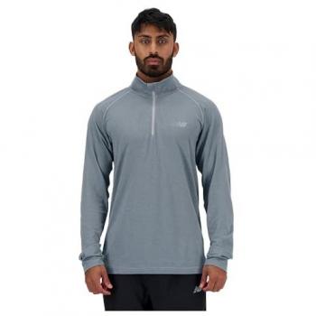 Sudadera New Balance Knit Half Zip gris - XL, camiseta de manga larga con media cremallera, color gris, talla XL