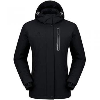 CAMEL CROWN Chaqueta Impermeable con Capucha para Mujer A Prueba de Viento Chaqueta de Esquí con Forro Polar, Jacket Invierno para Montaña Cámping Viajes Snowboard 	M