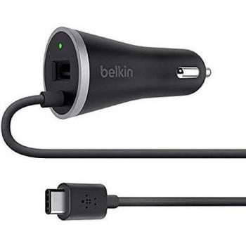 Belkin - Cargador para Coche USB-C de 15 W y Cable USB-C de 1.2 m y Puerto USB-A