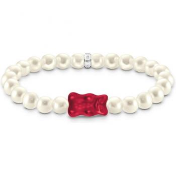 Thomas Sabo x HARIBO Sterling Silver Pearl Bracelet with Red Gold Bear