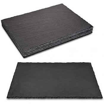 Set de 6 bandejas de pizarra rectangular 20 x 30 cm para servir comida elegante, losas especiales para alimentación, hogar y hostelería
