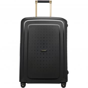 Samsonite S'Cure DLX Maleta Spinner 69/25, M (69cm-79L), Negro (Black/Gold Deluscious)