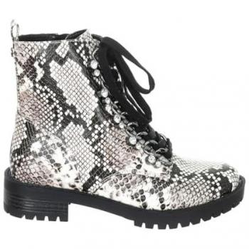 Guess Botines mujer FL7HIEPEL10 punta redonda cierre a cordones cuero sintético gris