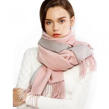 RIIQIICHY Cachemira Invierno Reversible Bufanda Pashmina Chal Mantón para Mujeres Más Grueso Cálida Grande Larga Rosa y Gris