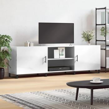 Mueble de TV de madera de ingeniería blanco brillante 150x30x50 cm