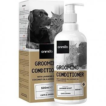 Animigo Acondicionador para Perros y Gatos para Pieles Sensibles 500ml Acondicionador Desenredante, Suavizante y Hidratante, para Mascotas con Alergias y Nudos, Fórmula Antialérgenica con Lavanda