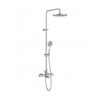 Columna termostática para baño-ducha VICTORIA - ROCA, con sistema de control de temperatura, diseño moderno y elegante, acabado en cromo brillante, incluye ducha de mano y rociador superior, fácil instalación y mantenimiento