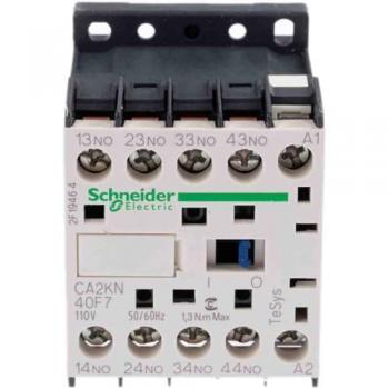 Minicontactor Schneider Electric TeSys K CA2KN40F7, 4 contactos auxiliares NA, 10 A, 110V AC, frecuencia 50/60 Hz