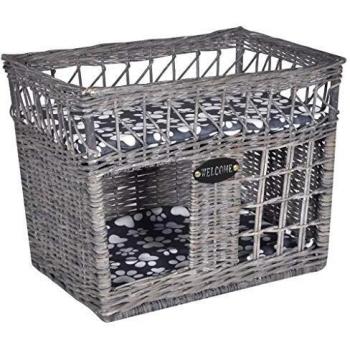vidaXL Square Willow Cat Tree Bed with Cushion