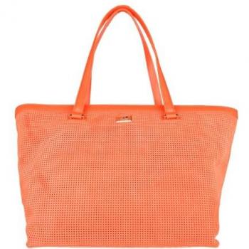 Cavalli Class Elegant Orange Perforated Leather Tote Handbag for Women