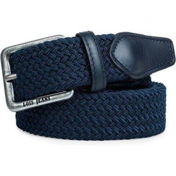 Cinturón Elástico para Hombre Lois - Cinturón de metal, ideal para el uso diario, elegante, en textil-piel color marino