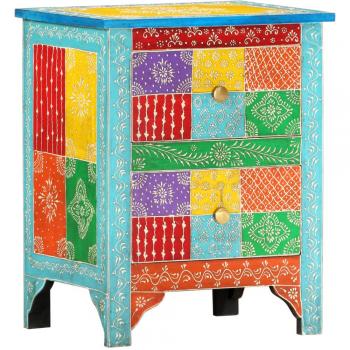 vidaXL Hand Painted Bedside Cabinet 40x30x50 cm Solid Mango Wood