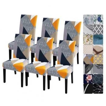 papasgix Fundas de Sillas de Comedor Pack de 6, Cubiertas para Sillas Elásticas Modernas y Lavables, Fundas de Licra Protectoras para Boda Hogar Restaurante Hotel