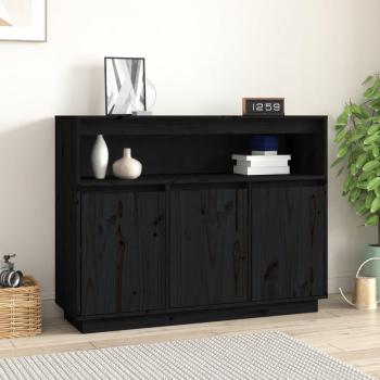 Aparador de madera maciza de pino 104,5x34x80 cm Mueble de Almacenaje de Salón Buffet para salón Armario Auxiliar Armario de Almacenamiento Negro