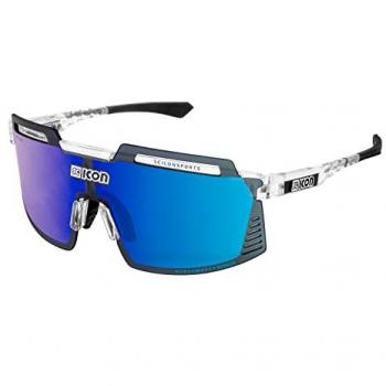 Gafas de ciclismo Scicon Aerowatt Foza Crystal blancas con lentes multiespejadas azules