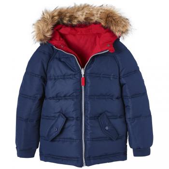 VERTBAUDET Chaqueta Acolchada Reversible para niño Azul Oscuro Liso con Motivos 3-4 Anos, 102CM