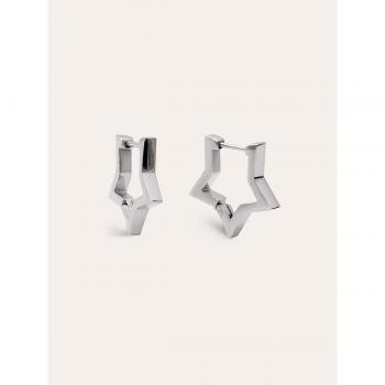 Pendientes Superstar de acero Singularu - Elegantes pendientes en forma de estrella con acabado plateado y cierre Congo/Click