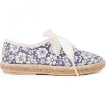 Blucher de Flores con Cordones de Yute y Detalles en Raso