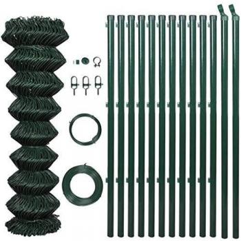 Steel Chain Link Fence with Posts 1.25m x 15m Green