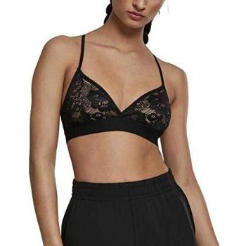 Urban Classics Ladies Triangle Laces Bra Sujetador sin Aros, Negro