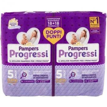Pañales Pampers Progressi Junior Talla 5 (11-25 kg) Paquete Doble de 36 Piezas