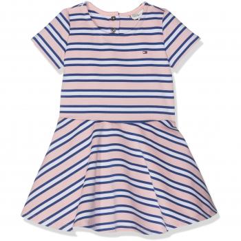 Tommy Hilfiger Essential Stripe Skater Dress, Vestido para Bebés, Rosa