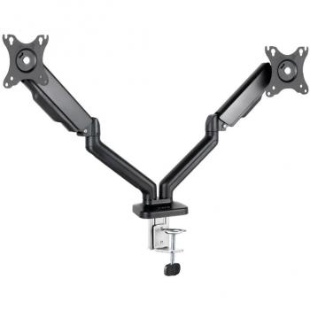 TooQ DB5132TNR-B Soporte de Mesa Giratorio e Inclinable para 2 Monitores de 17 a 32, VESA Máximo 100x100, Carga Máxima 9kg