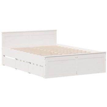 Cama con cabecero sin colchón madera maciza blanca 140x190 cm